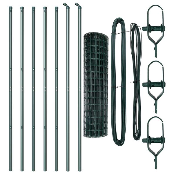 vidaXL Zaun mit Pfosten Gr&uuml;n 1,2 x 10 m Stahl