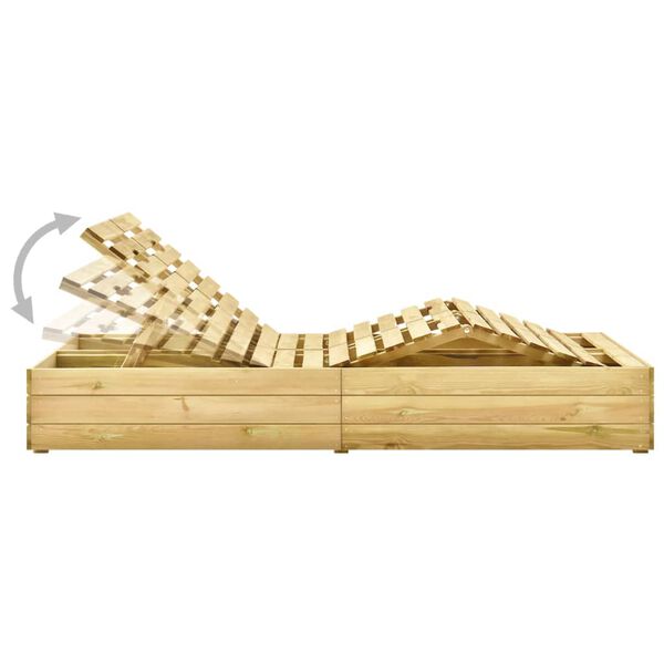 vidaXL Doppel-Sonnenliege mit Grauen Auflagen Kiefer Imprägniert