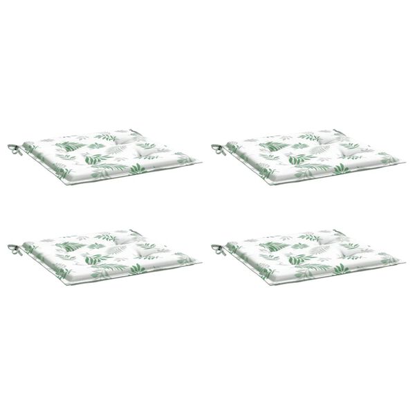 vidaXL Stuhlkissen 4 Stk. Blattmuster 40x40x4 cm Stoff