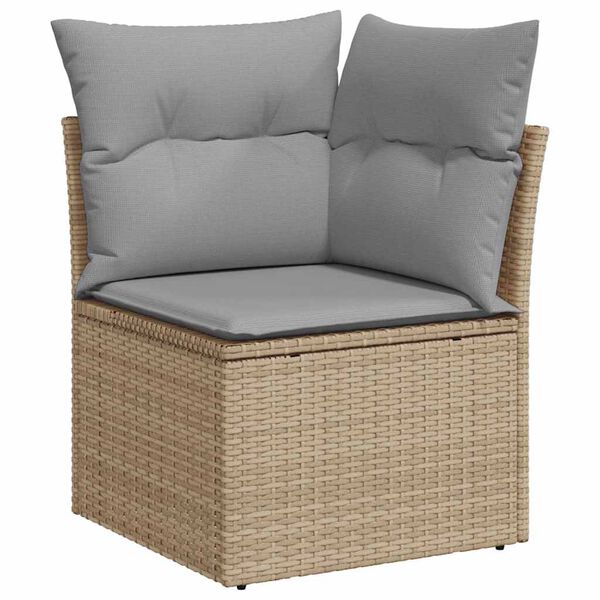 vidaXL Gartensofa-set mit Kissen mit Speicher 10 pcs Beige Poly Rattan