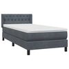 vidaXL Boxspringbett mit Matratze Dunkelgrau 90x210 cm Samt