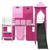 vidaXL Kinderloftbett Wei&szlig; und Rosa 99,5 x 190 cm Metall