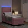 vidaXL LED Boxspringbett mit Matratze Rosa 80 x 200 cm Samt