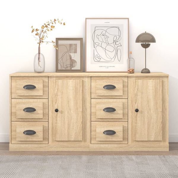 vidaXL Sideboards 2 Stk. Sonoma-Eiche Holzwerkstoff