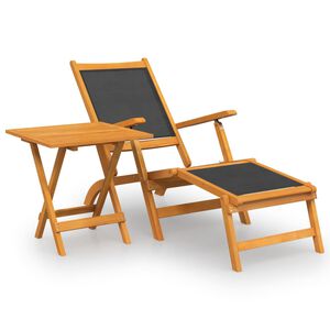 vidaXL Garten-Liegestuhl mit Tisch Massivholz Akazie und Textilene