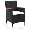 vidaXL 5-tlg. Garten-Essgruppe mit Kissen Poly Rattan Schwarz