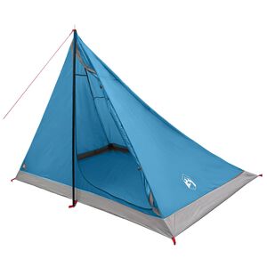 vidaXL Trekkingzelt 4 Personen Blau 185T Polyester mit PU-Beschichtung