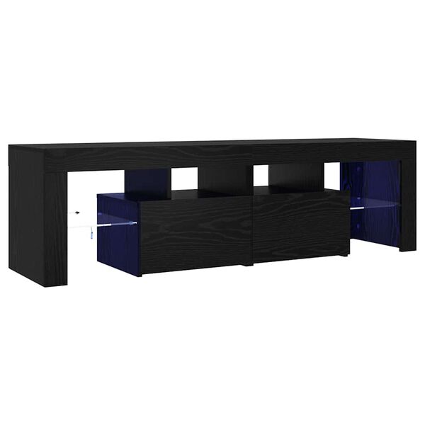 vidaXL TV-Schrank mit LED-Leuchten Schwarz Eichen-Optik 140x36,5x40 cm