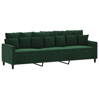 vidaXL 3-Sitzer-Sofa Dunkelgrün 210 cm Samt