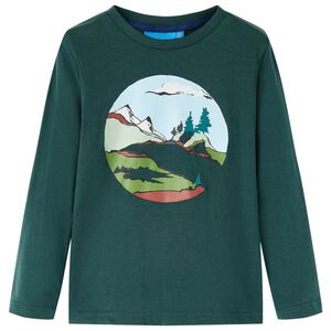 vidaXL Kinder-Langarmshirt Dunkelgr&uuml;n 92