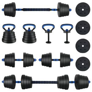 vidaXL 4-in-1 Hantelset 40kg Schwarz und Blau Zement und Eisensand