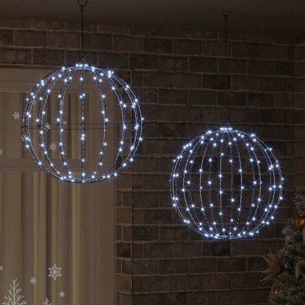 vidaXL Ball mit 320 LEDs 2 pcs Kaltwei&szlig; 50,5 x 50,5 x 52 cm Metall