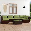 vidaXL 7-tlg. Garten-Lounge-Set mit Kissen Poly Rattan Braun