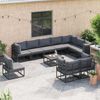 vidaXL Gartensofa-set mit Kissen 11 pcs Schwarz Aluminium