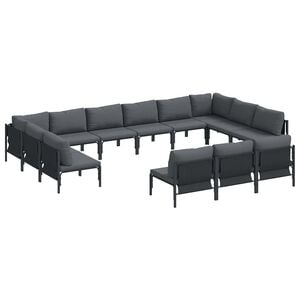 vidaXL Gartensofa-set 13 stk. Schwarz Stahl