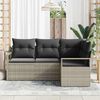 vidaXL Sofa Set mit Kissen Hellgrau Poly Rattan