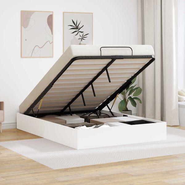 vidaXL Ottoman Bettgestell Wei&szlig; 193 x 120 x 25 cm Holzwerkstoff