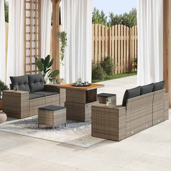 vidaXL Gartensofa-set 8 pcs Grau Poly-Rattan