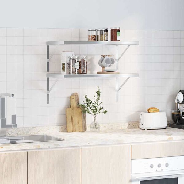 vidaXL Wandregale 2 Stk. 75x40 cm Silbern Edelstahl