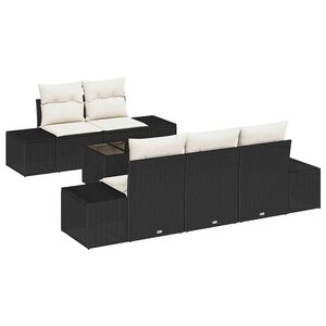 vidaXL Gartensofa-set mit Kissen 6 pcs Schwarz und Creme Poly-Rattan