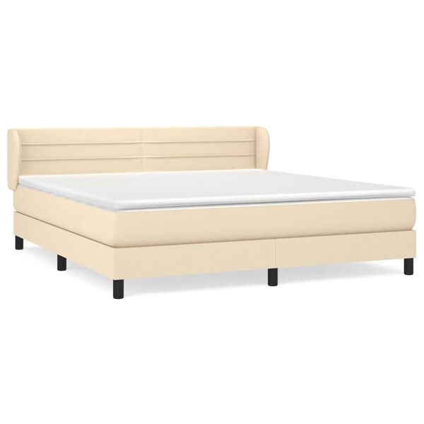 vidaXL Boxspringbett mit Matratze Creme 160x200 cm Stoff
