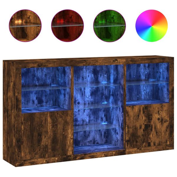 vidaXL Sideboard mit LED-Leuchten R&auml;uchereiche 181,5x37x100 cm