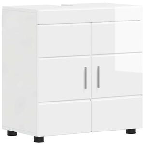 vidaXL Badezimmerschrank-Set TULUM Hochglanz Wei&szlig; 60 x 34 x 63 cm
