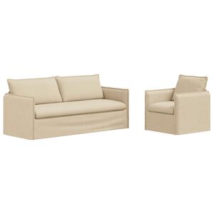 vidaXL Sofa 2 pcs Creme