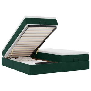 vidaXL Ottoman-Bett mit Matratzen Dunkelgr&uuml;n 200x200 cm Samt
