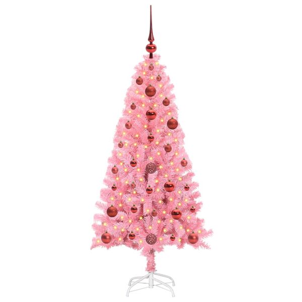 vidaXL Weihnachtsbaum mit 150 LEDs mit St&auml;nder Rosa 120 cm PVC