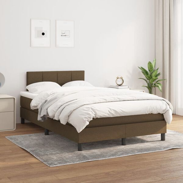 vidaXL Boxspringbett mit Matratze Dunkelbraun 120x190 cm Stoff
