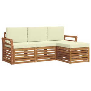 vidaXL Outdoor-Sofagarnitur mit Kissen 4 pcs Natur und Creme