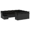 vidaXL 11-tlg. Garten-Sofagarnitur mit Kissen Schwarz Poly Rattan