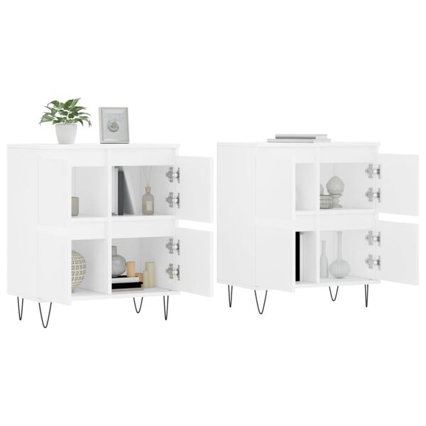 vidaXL Sideboards 2 Stk. Wei&szlig; Holzwerkstoff