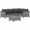 vidaXL 5-tlg. Garten-Lounge-Set mit Kissen Grau Poly Rattan