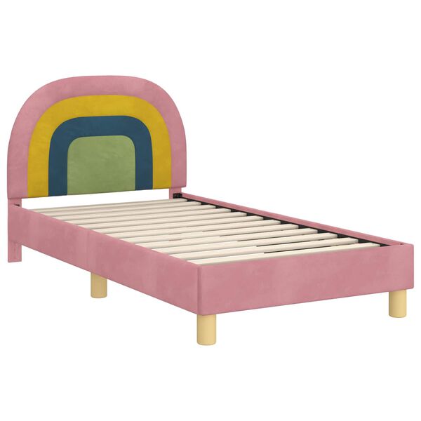 vidaXL Kinderbettgestell mit Kopfteil Rosa 80 x 160 cm Samt