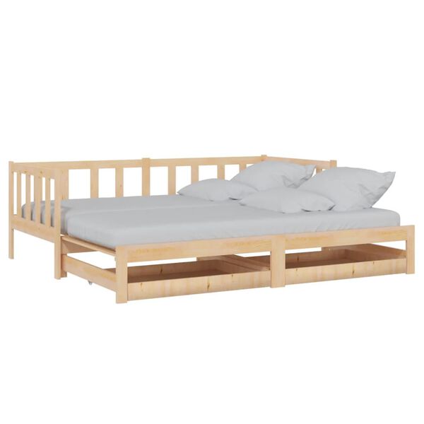 vidaXL Ausziehbares Tagesbett 2x(90x200) cm Massivholz Kiefer