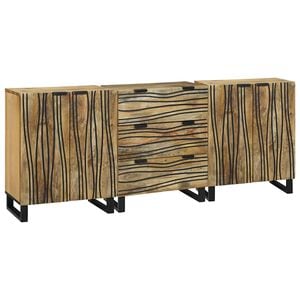 vidaXL Badezimmerm&ouml;bel-Set mit Schubladen 3 pcs Braun Holzwerkstoff