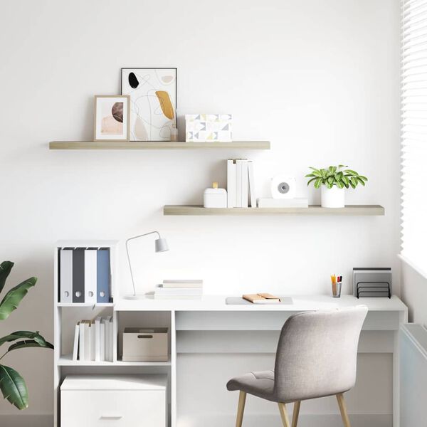 vidaXL Schwebende Wandregale 2 Stk. Eichefarben 120x23,5x3,8 cm MDF