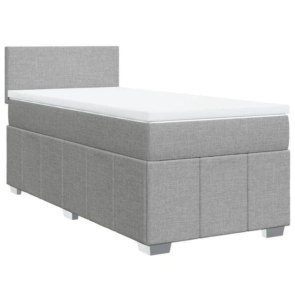 vidaXL Boxspringbett mit Matratze Hellgrau 90x190 cm Stoff