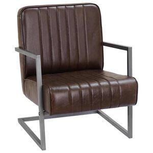 vidaXL Freischwinger Sessel Distressed Braun Echtleder