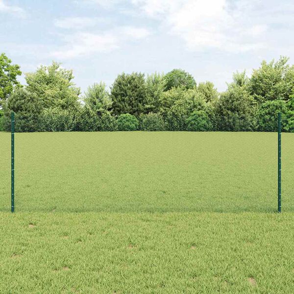 vidaXL Zaun mit Pfosten Gr&uuml;n 0,8 x 10 m Stahl und PVC