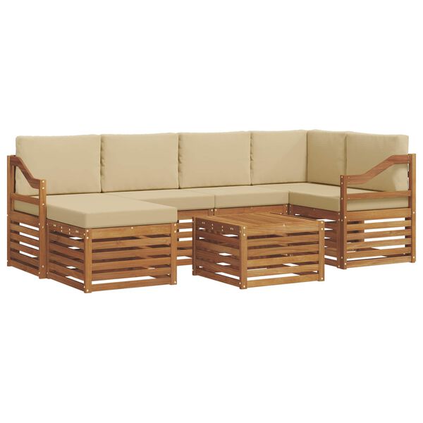 vidaXL Sofagarnituren 7 pcs Natur und Beige Massivholz Akazie