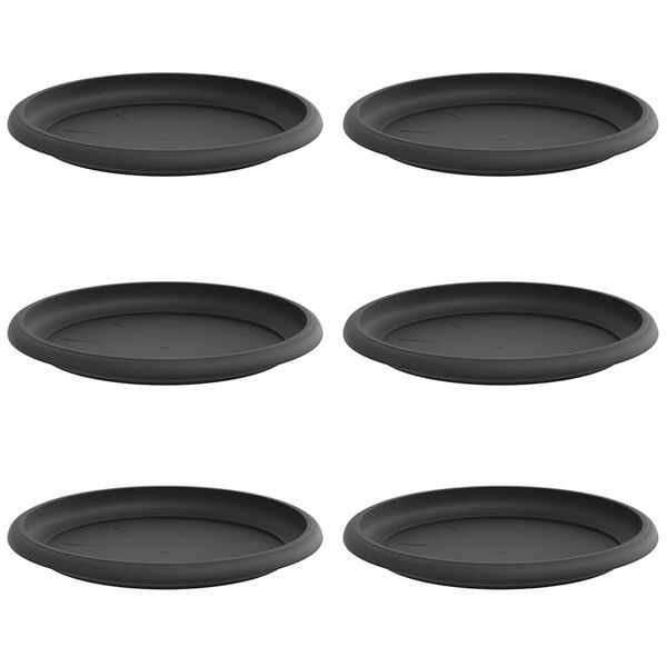 vidaXL Runde Blumenplatte 6 pcs Schwarz &Oslash; 19 x 2 cm Kunststoff