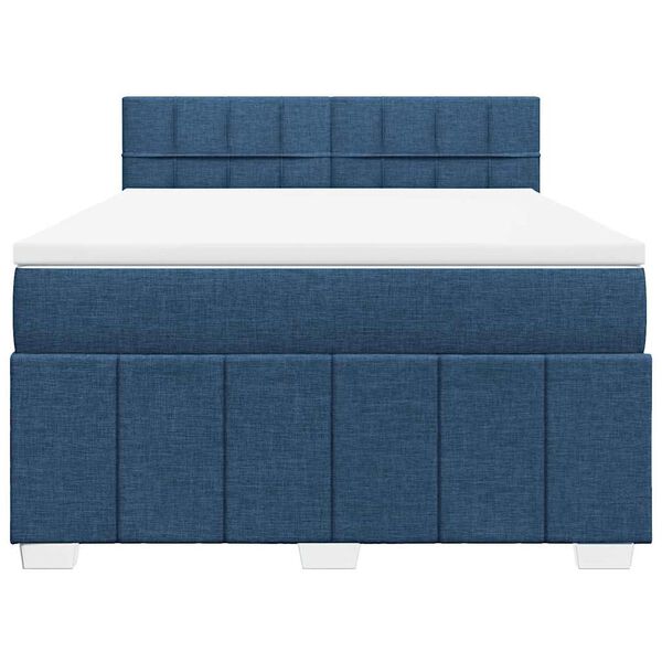 vidaXL Boxspringbett mit Matratze Blau 140x190 cm Stoff