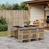 vidaXL 7-tlg. Garten-Essgruppe mit Kissen Beigemischung Poly Rattan