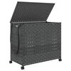 vidaXL Wäschekorb mit Rollen Grau 66x35x60 cm Rattan