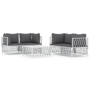 vidaXL 5-tlg. Garten-Lounge-Set mit Kissen Wei&szlig; Stahl