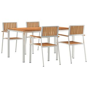vidaXL Outdoortisch-Set 5 pcs Braun Massivholz Teak