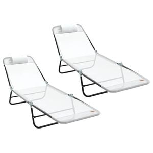 vidaXL Klappbare Sonnenliege 2 stk. Textilene Creme